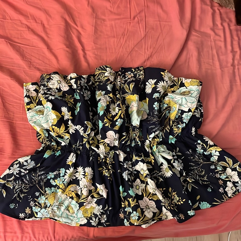 Strapless Floral Top Anthropologie